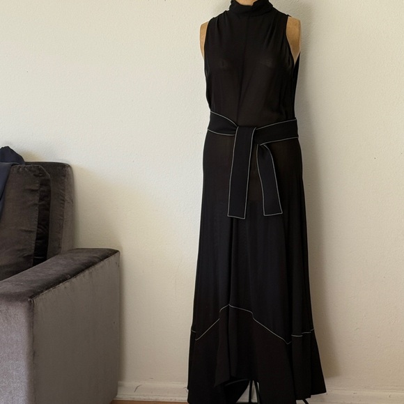 Proenza Schuler sz 8 Elegant Black Sleeveless Dress with Belt great condition